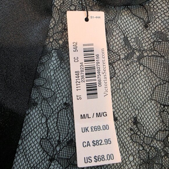 Victorias Secret NEW Black Lace Open Front Lightweight Sheer Robe Whimsigoth M/L - Picture 3 of 9